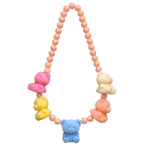 Chunky Fuzzy Toycore Rainbow Bear Necklace