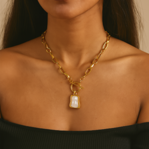 Gold Shell Toggle Necklace