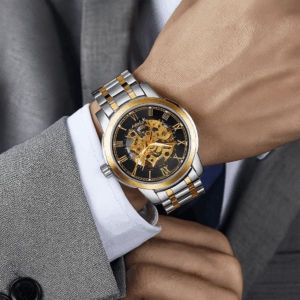 Stainless Steel Skeleton Mechanical Watch