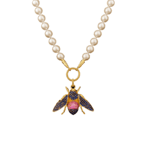 Pearl Strand Necklace with Bee Pendant