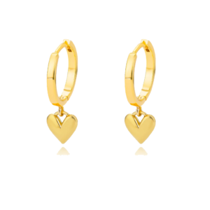 Stainless Steel Heart Drop Hoop Earrings
