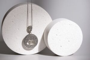 Necklace, Pendant for Women - Symbol Tree of Life - Stainless Steel - One color background