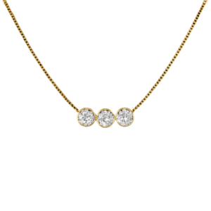 Three Stone Zircon Thin Minimalist Necklace