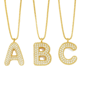 Zircon Letter Pendant Necklace