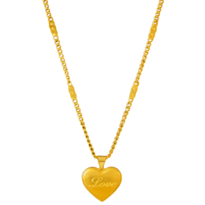 Gold Heart Engraved Love Necklace