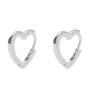 Silver Hollow Heart Click Earrings